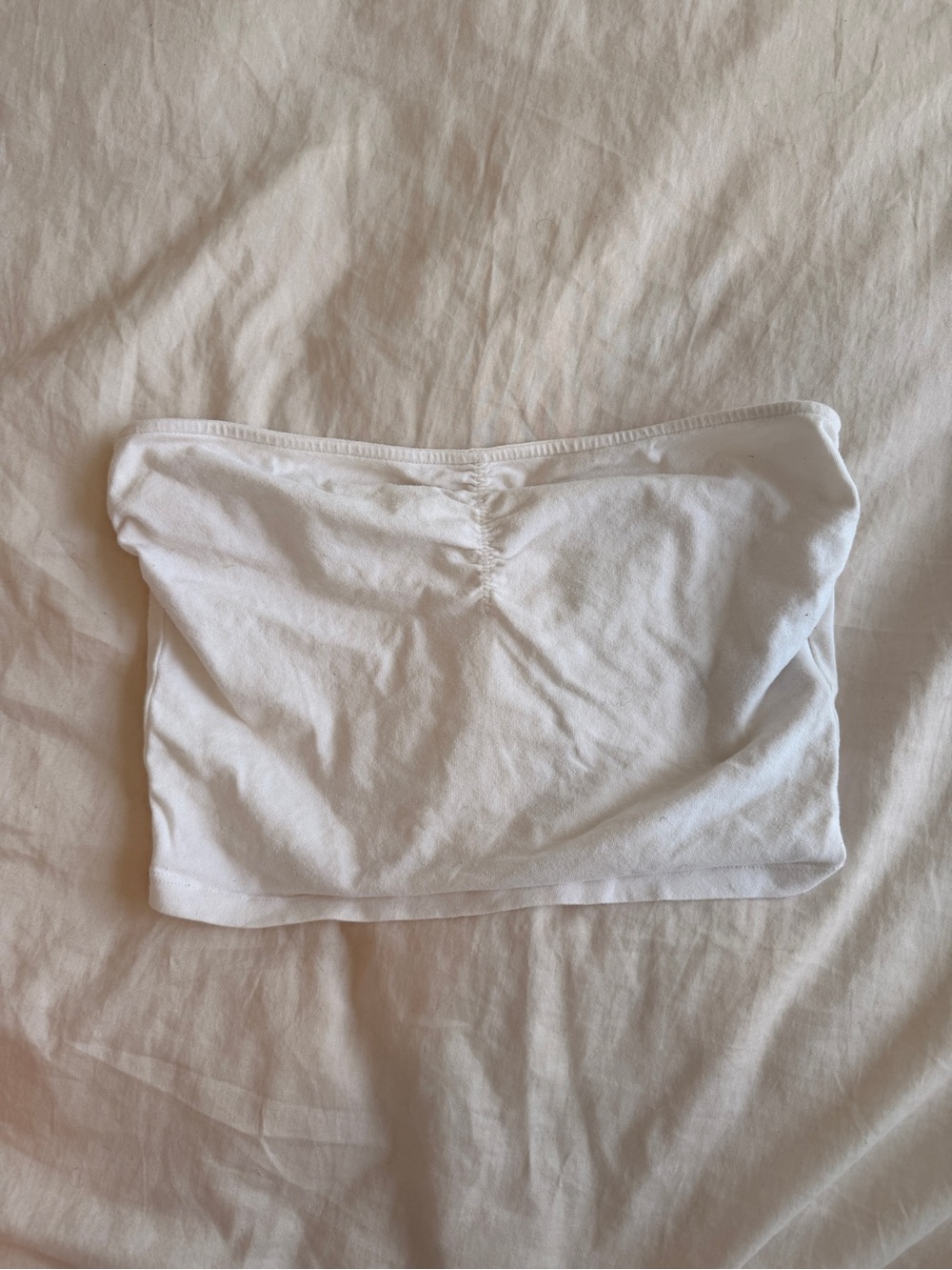 Garage White Strapless Ruched Tube Top